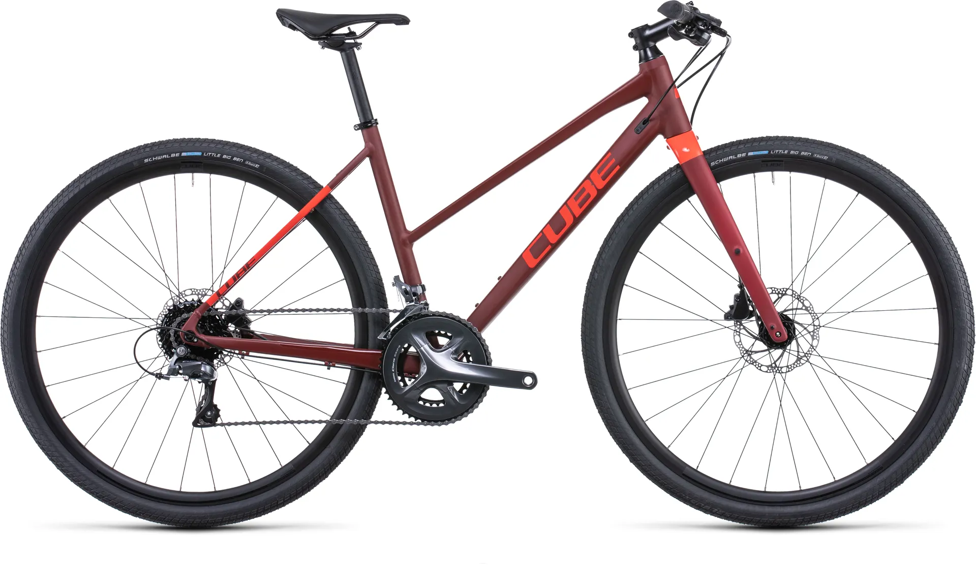 Cube SL Road Trapeze Flat Bar Hybrid Bike Dark Red/Red 3 Cube SL Road Trapeze Flat Bar Hybrid Bike Dark Red/Red